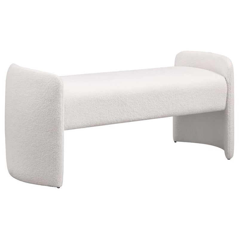 Peoria Velvet Upholstered Accent Bench Ivory-zoom-