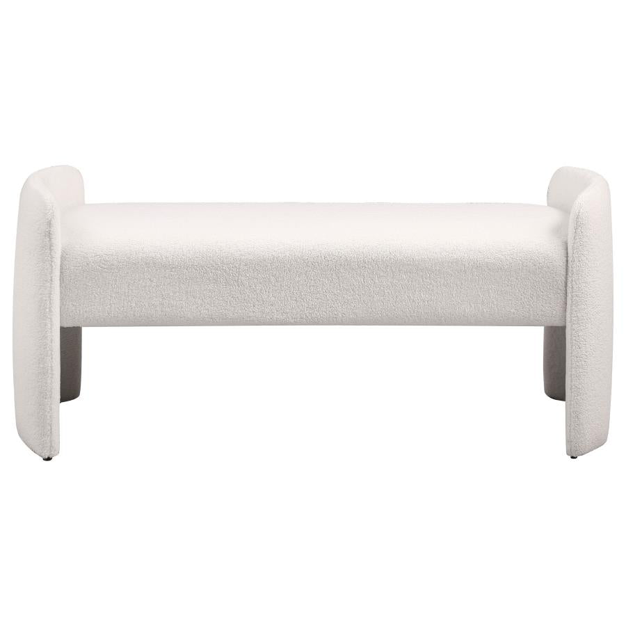 Peoria Velvet Upholstered Accent Bench Ivory-3