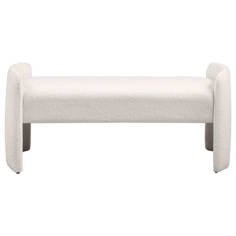 Peoria Velvet Upholstered Accent Bench Ivory-zoom-