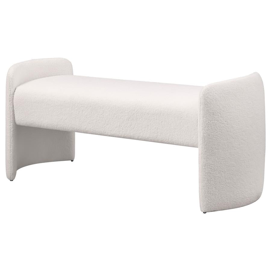 Peoria Velvet Upholstered Accent Bench Ivory-zoom-4