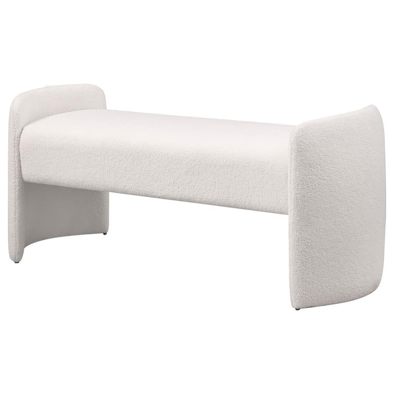 Peoria Velvet Upholstered Accent Bench Ivory-zoom-