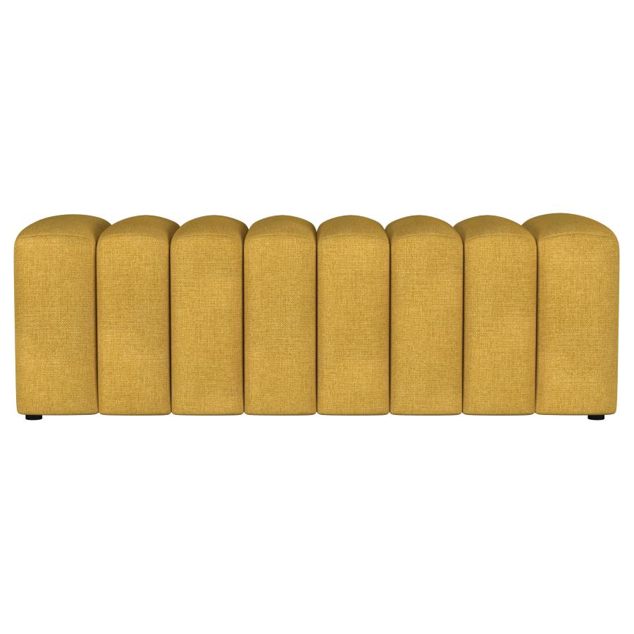Summer Fabric Upholstered Tufted Accent Bench Mustard Yellow-zoom-3