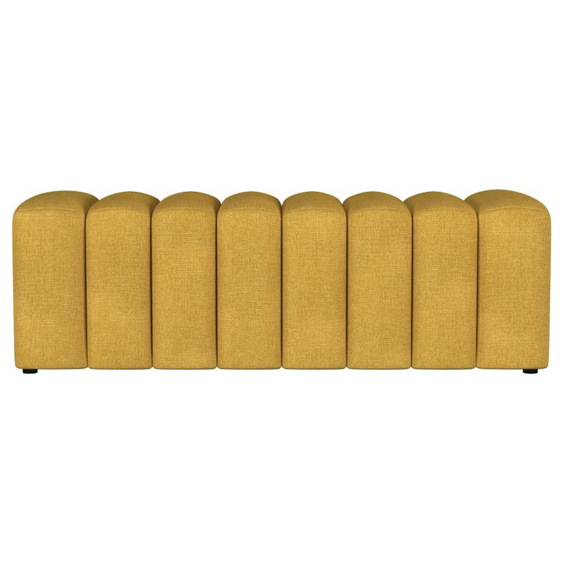 Summer Fabric Upholstered Tufted Accent Bench Mustard Yellow-zoom-