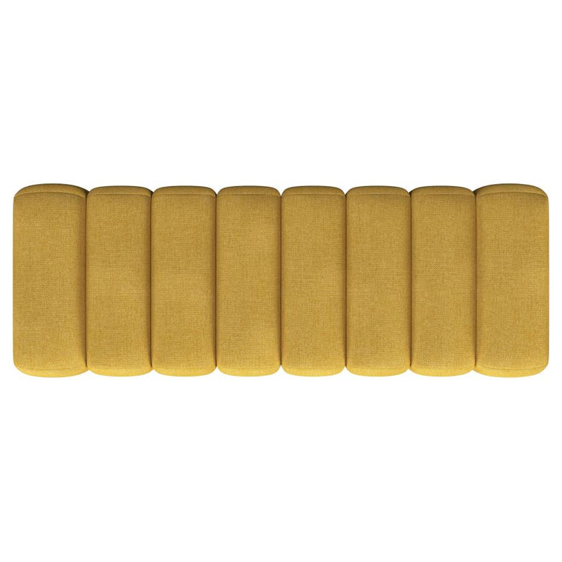 Summer Fabric Upholstered Tufted Accent Bench Mustard Yellow-zoom-