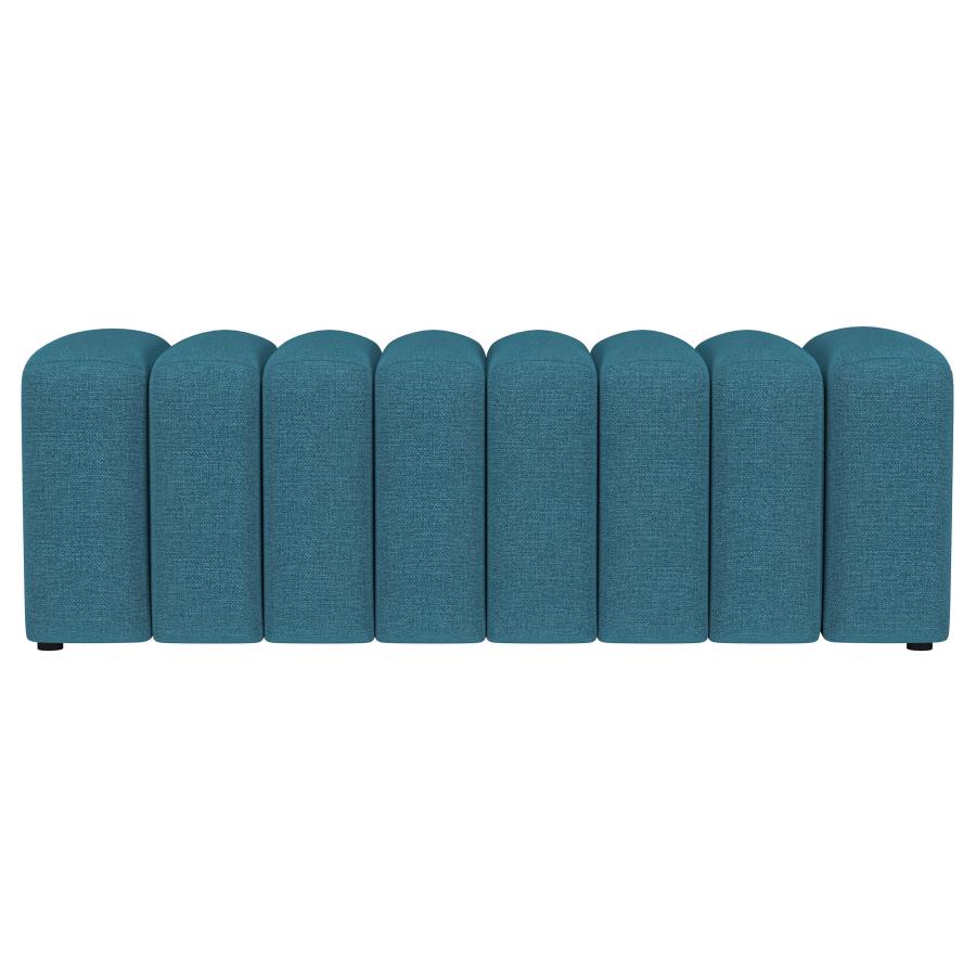 Summer Fabric Upholstered Tufted Accent Bench Peacock Blue-3