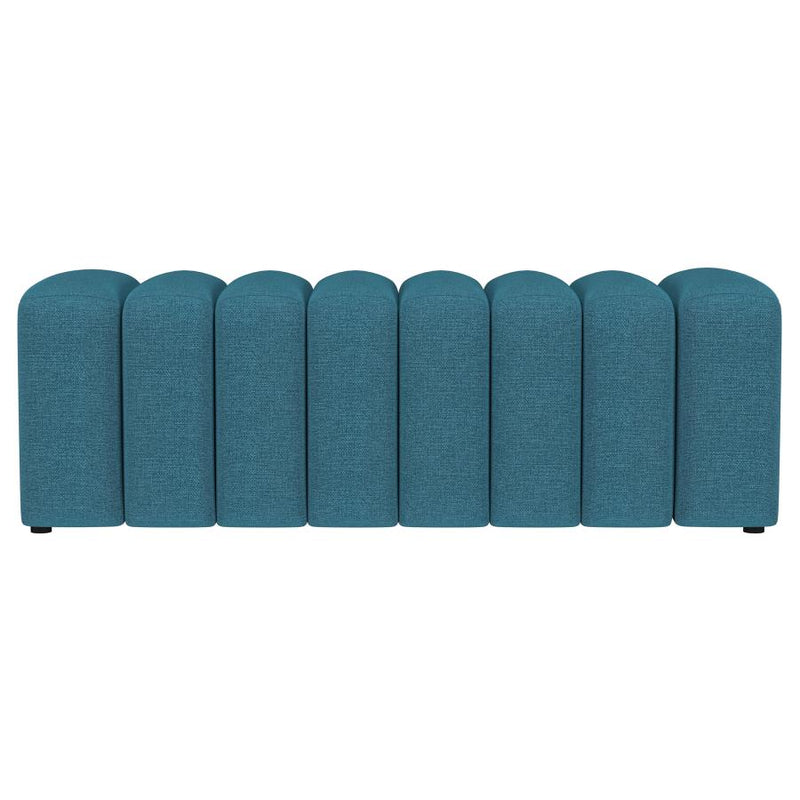 Summer Fabric Upholstered Tufted Accent Bench Peacock Blue-zoom-