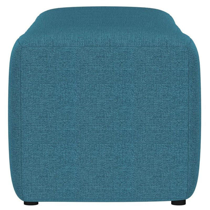Summer Fabric Upholstered Tufted Accent Bench Peacock Blue-zoom-