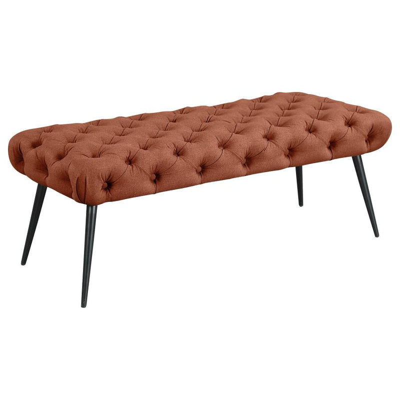 Ella Upholstered Tufted Bench Metal Legs Rust-zoom-