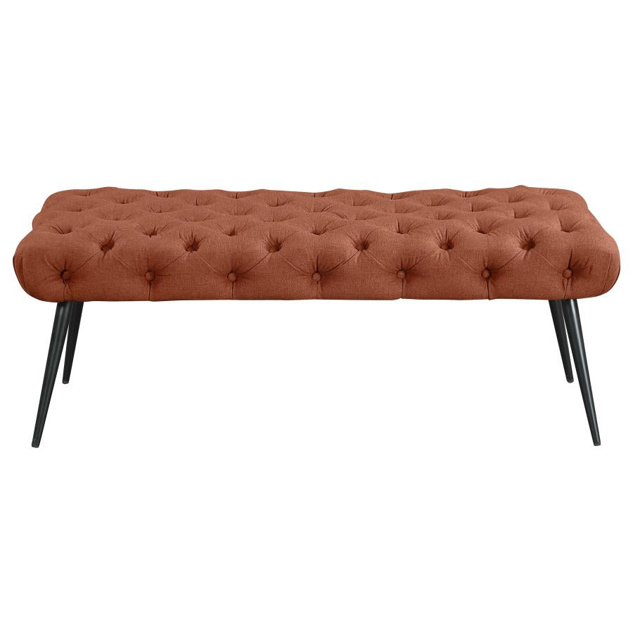 Ella Upholstered Tufted Bench Metal Legs Rust-zoom-3