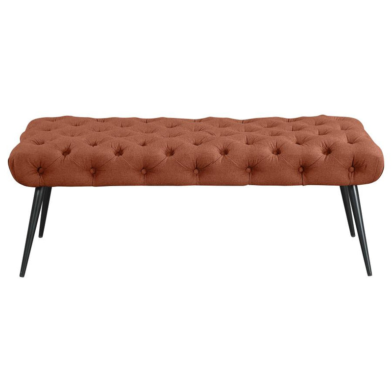 Ella Upholstered Tufted Bench Metal Legs Rust-zoom-