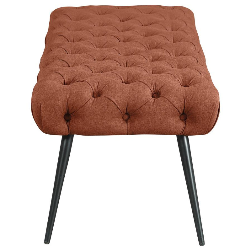 Ella Upholstered Tufted Bench Metal Legs Rust-zoom-