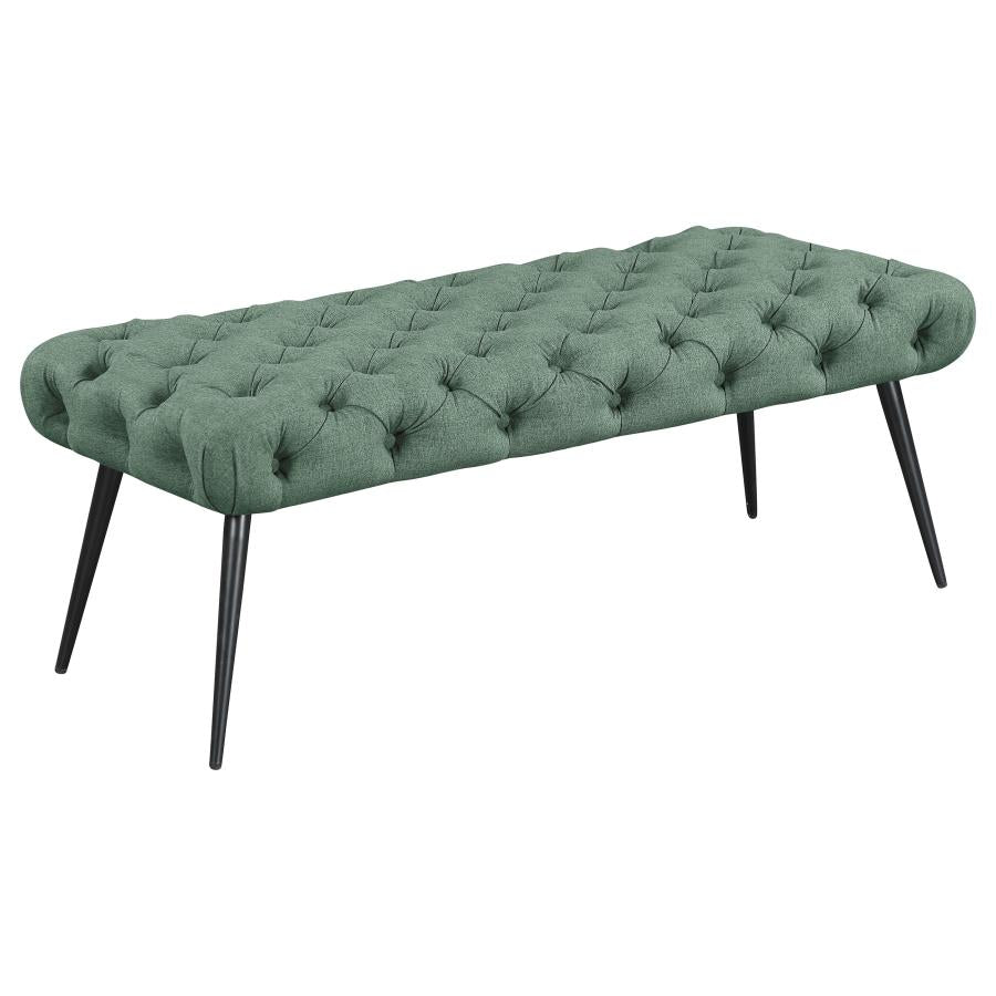 Ella Upholstered Tufted Bench Metal Legs Teal-1
