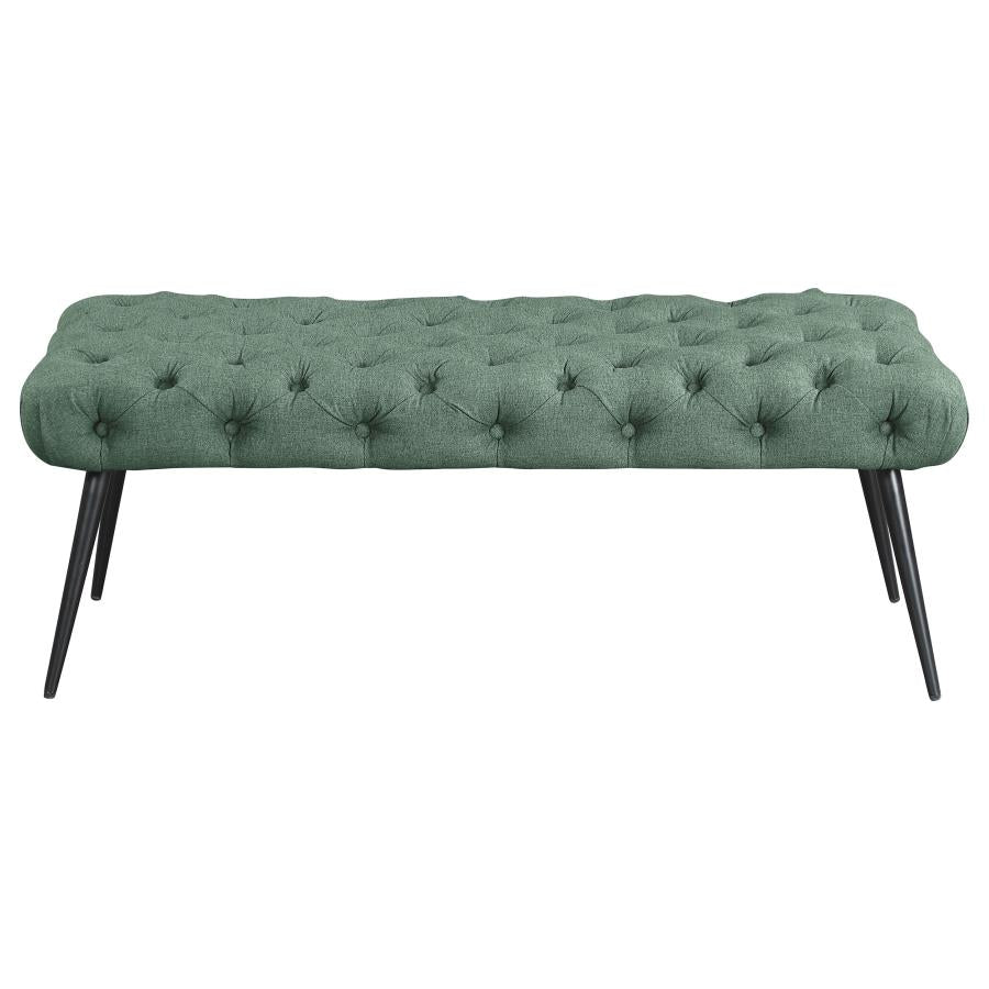 Ella Upholstered Tufted Bench Metal Legs Teal-zoom-3