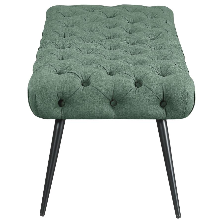 Ella Upholstered Tufted Bench Metal Legs Teal-4