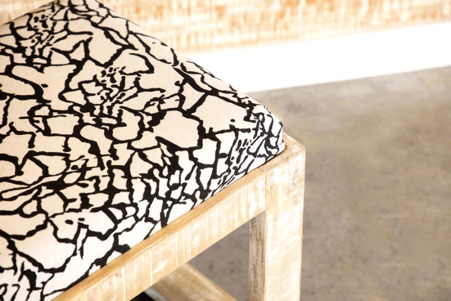 Aiden Fabric Upholstered Accent Bench Distressed White-5