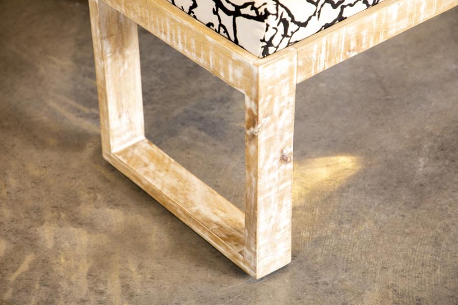 Aiden Fabric Upholstered Accent Bench Distressed White-6