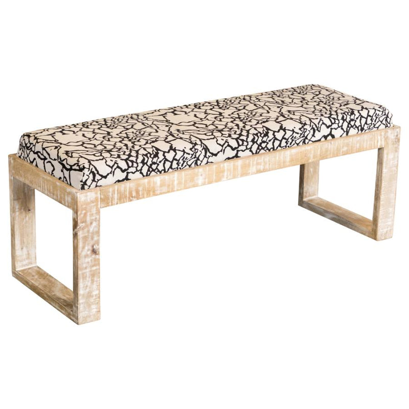 Aiden Fabric Upholstered Accent Bench Distressed White-zoom-