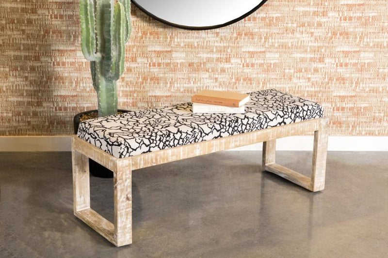 Aiden Fabric Upholstered Accent Bench Distressed White-zoom-