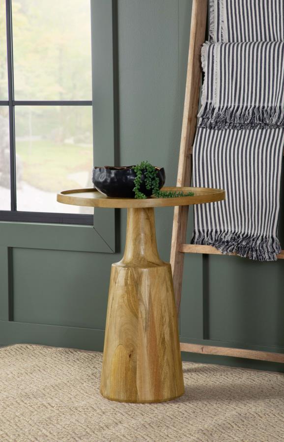 Ixia Round Solid Mango Wood Accent Side Table Natural-zoom-