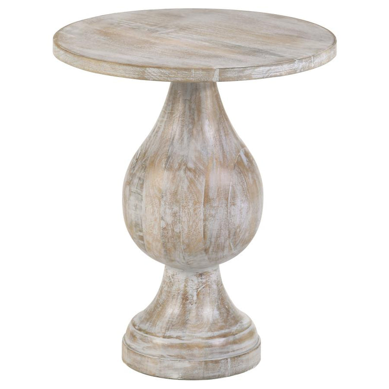 Dianella Round Pedestal Base Accent Side Table White Washed-zoom-