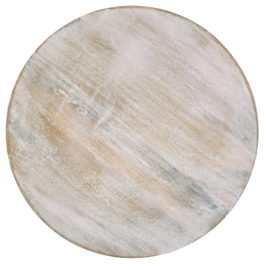 Dianella Round Pedestal Base Accent Side Table White Washed-3