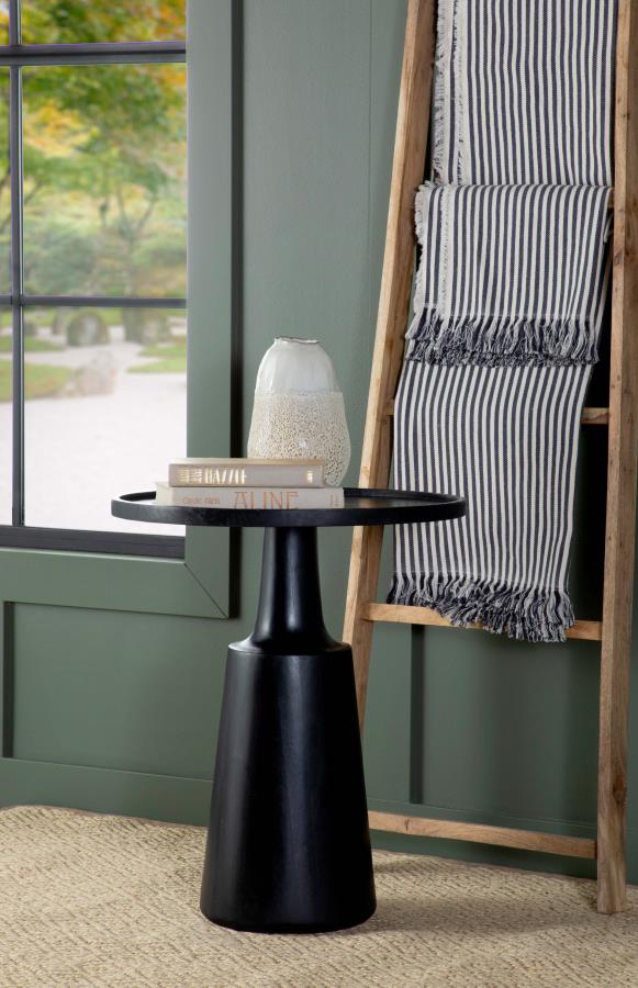 Ixia Round Solid Mango Wood Accent Side Table Black Stain-2