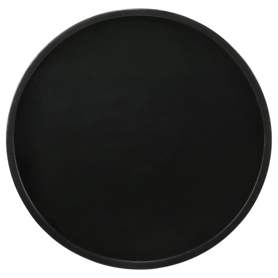 Ixia Round Solid Mango Wood Accent Side Table Black Stain-3