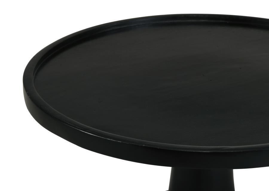 Ixia Round Solid Mango Wood Accent Side Table Black Stain-zoom-4