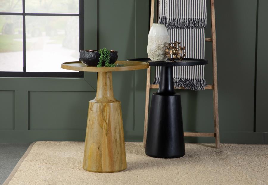 Ixia Round Solid Mango Wood Accent Side Table Black Stain-zoom-6