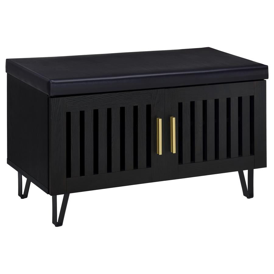 Brixton 2-door Padded Entryway Shoe Storage Bench Black-1