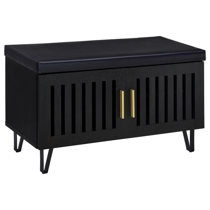 Brixton 2-door Padded Entryway Shoe Storage Bench Black-zoom-