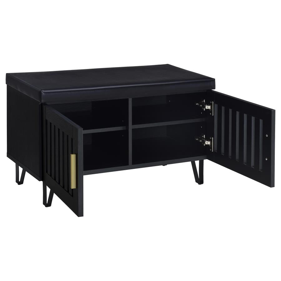 Brixton 2-door Padded Entryway Shoe Storage Bench Black-3