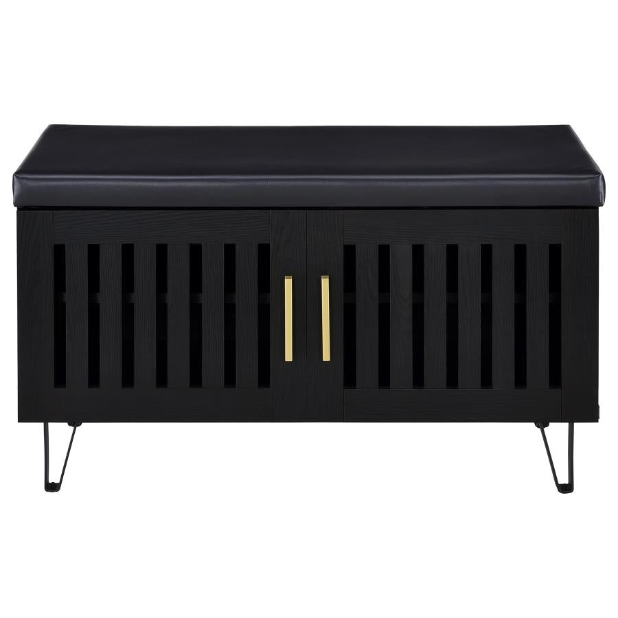 Brixton 2-door Padded Entryway Shoe Storage Bench Black-4