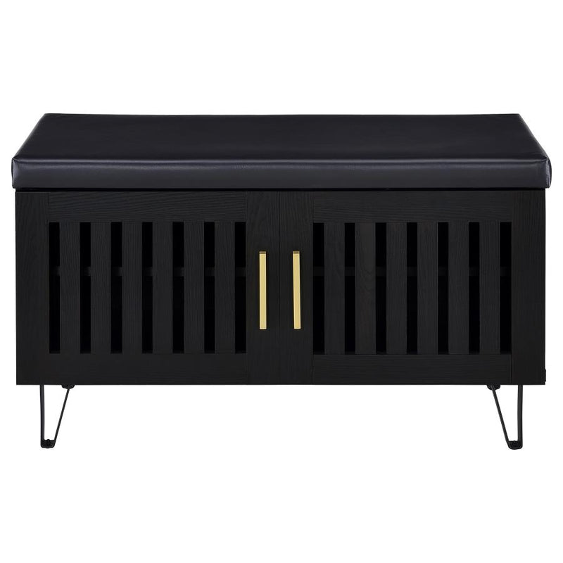 Brixton 2-door Padded Entryway Shoe Storage Bench Black-zoom-