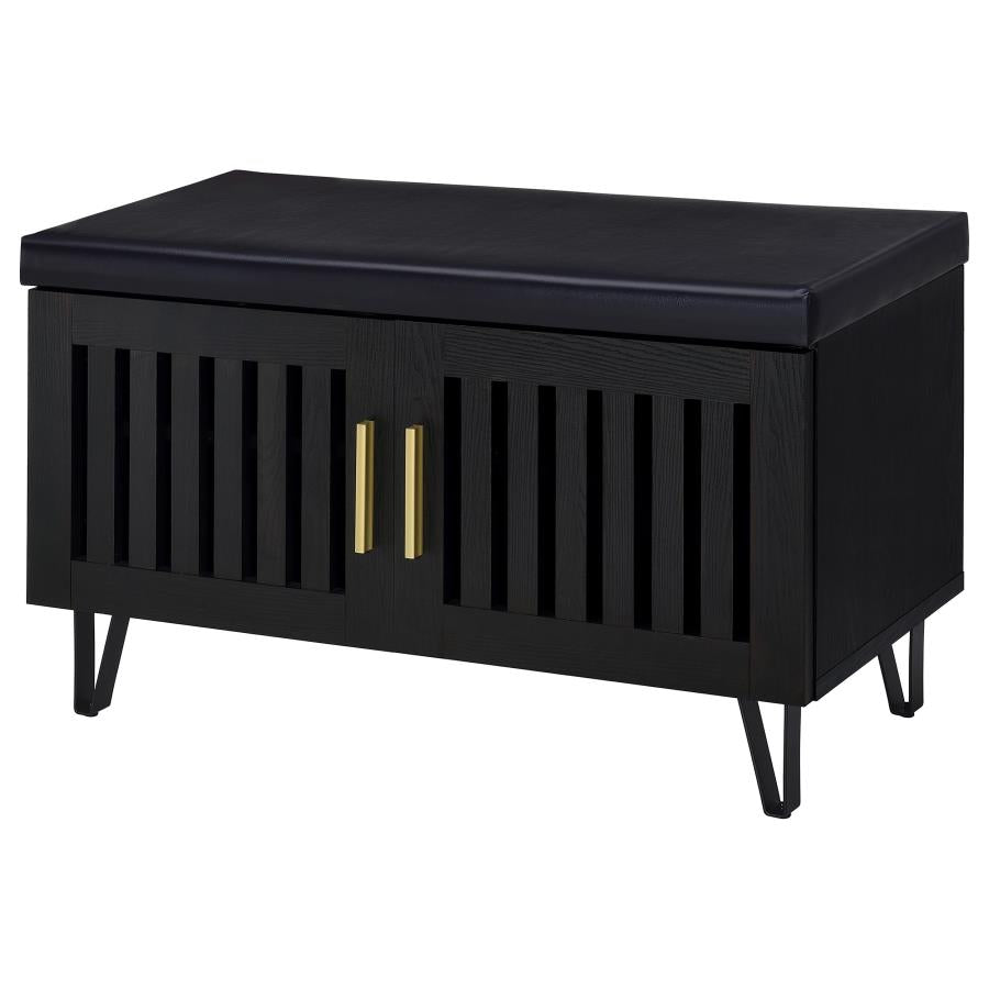 Brixton 2-door Padded Entryway Shoe Storage Bench Black-zoom-5