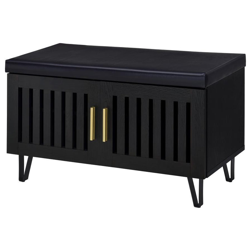 Brixton 2-door Padded Entryway Shoe Storage Bench Black-zoom-
