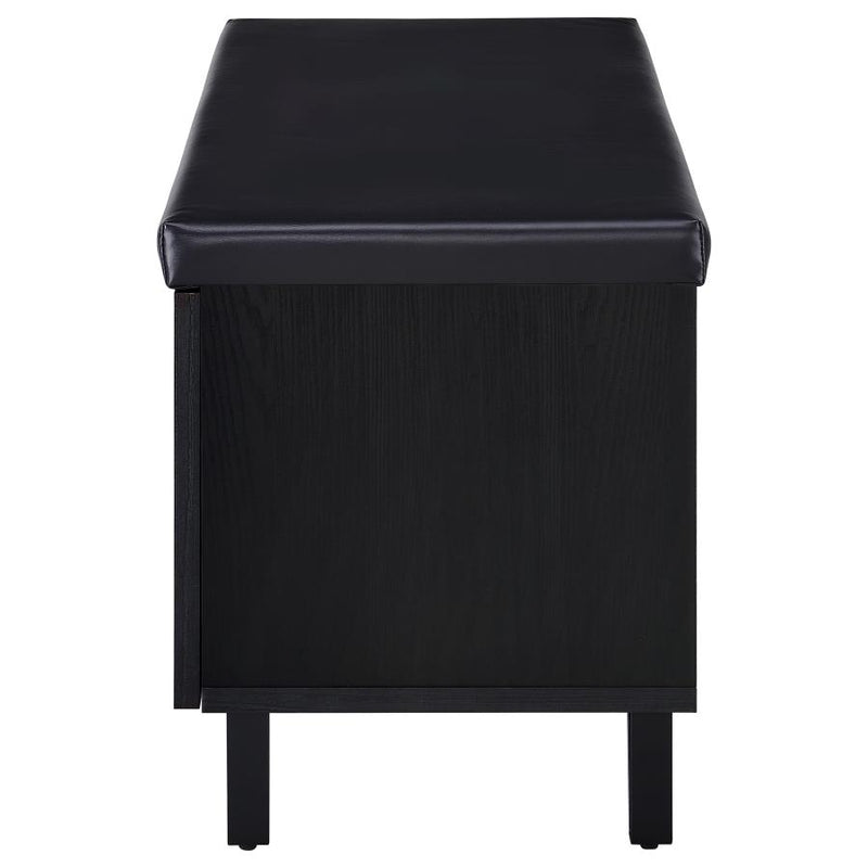 Brixton 2-door Padded Entryway Shoe Storage Bench Black-zoom-