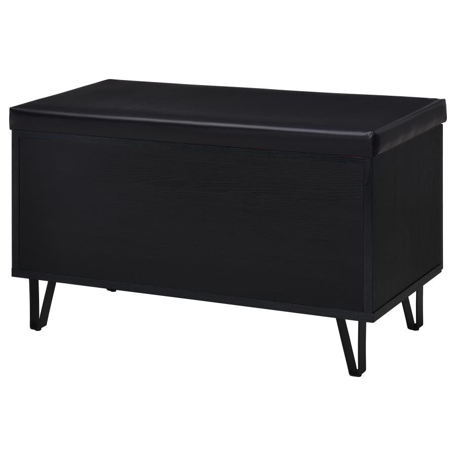 Brixton 2-door Padded Entryway Shoe Storage Bench Black-zoom-8