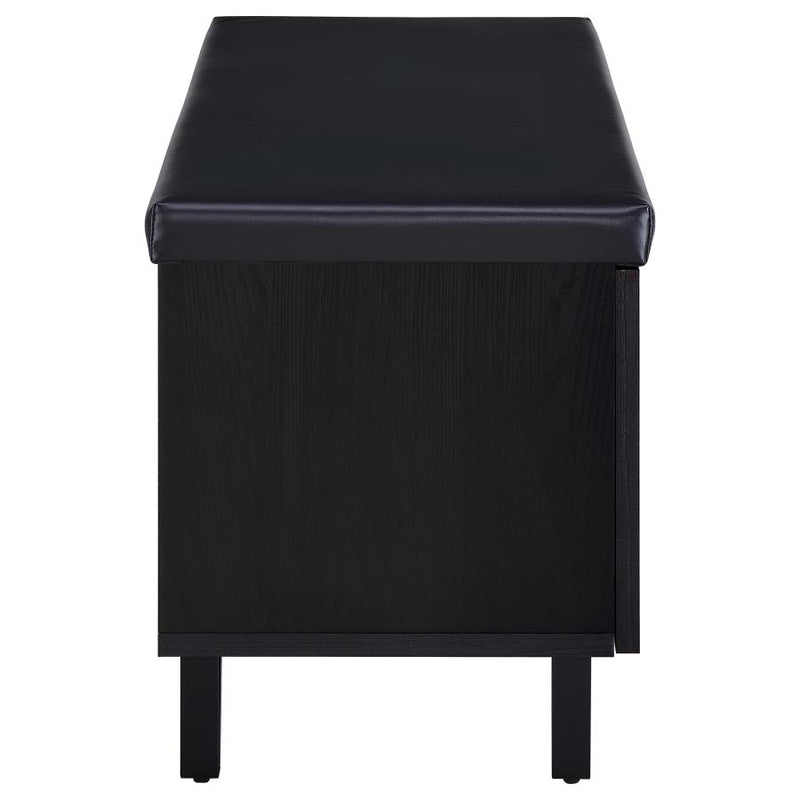 Brixton 2-door Padded Entryway Shoe Storage Bench Black-zoom-