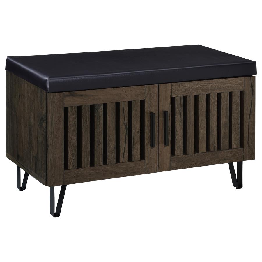 Brixton 2-door Padded Entryway Shoe Storage Bench Smoked Oak-1