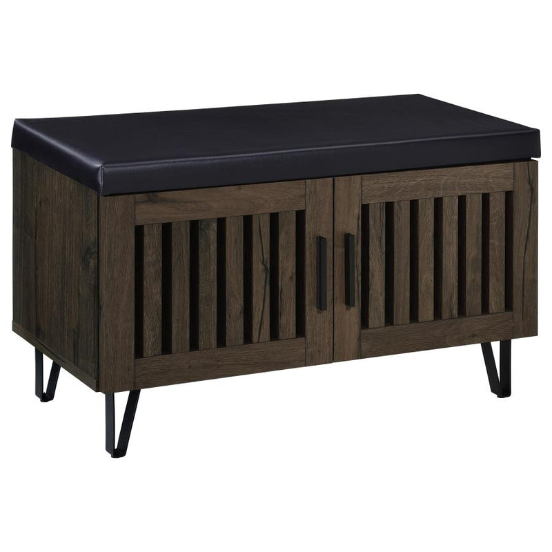 Brixton 2-door Padded Entryway Shoe Storage Bench Smoked Oak-zoom-