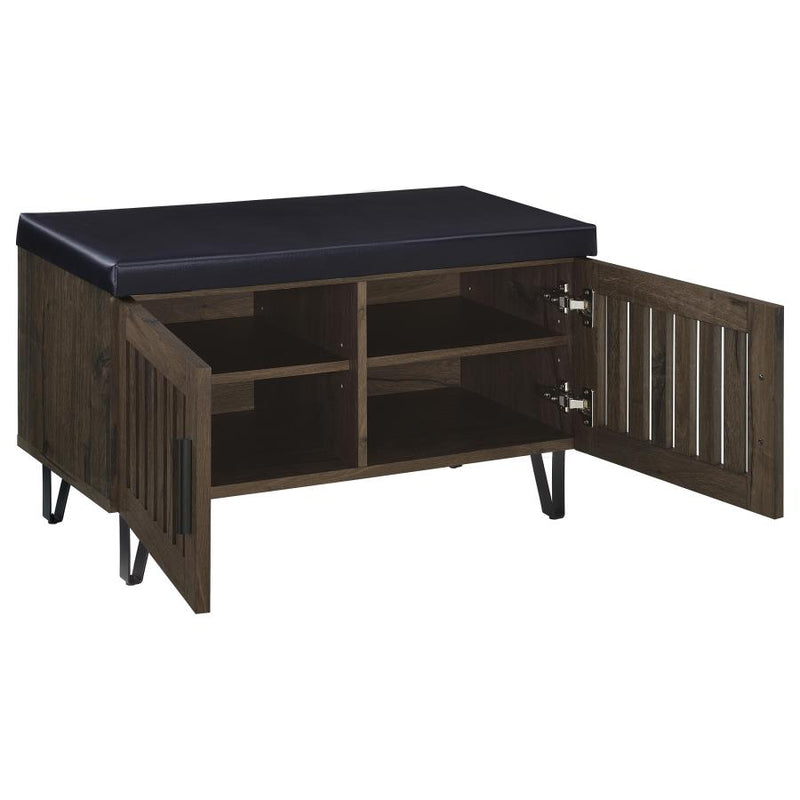 Brixton 2-door Padded Entryway Shoe Storage Bench Smoked Oak-zoom-