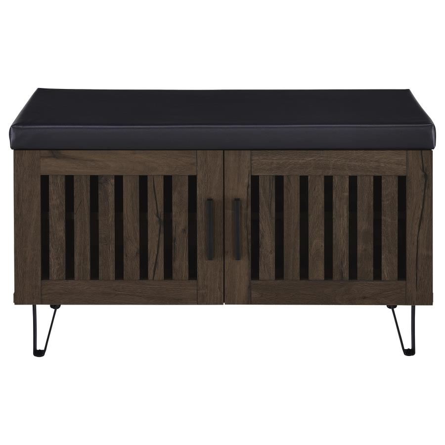 Brixton 2-door Padded Entryway Shoe Storage Bench Smoked Oak-zoom-4