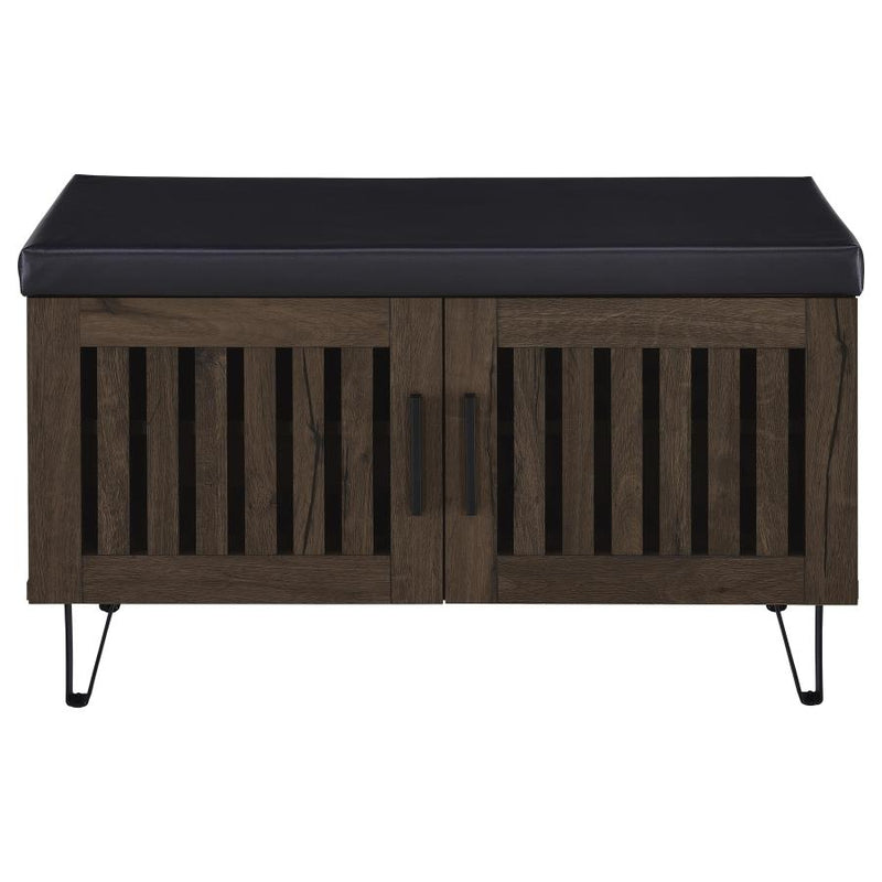 Brixton 2-door Padded Entryway Shoe Storage Bench Smoked Oak-zoom-