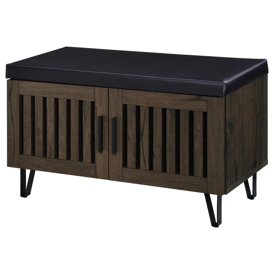Brixton 2-door Padded Entryway Shoe Storage Bench Smoked Oak-zoom-5