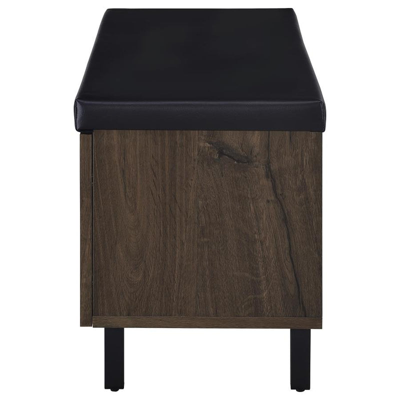 Brixton 2-door Padded Entryway Shoe Storage Bench Smoked Oak-zoom-