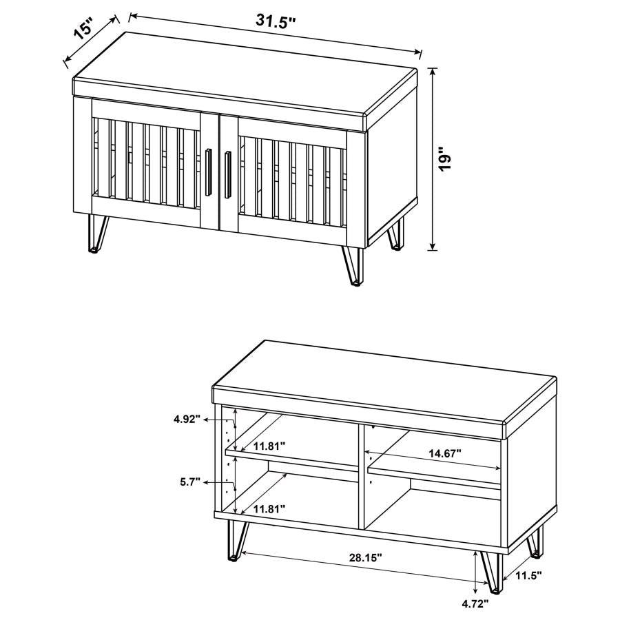 Brixton 2-door Padded Entryway Shoe Storage Bench Smoked Oak-11