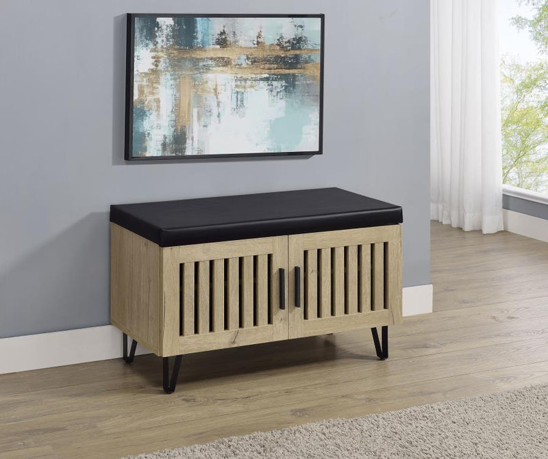 Brixton 2-door Padded Entryway Shoe Storage Bench White Oak-zoom-