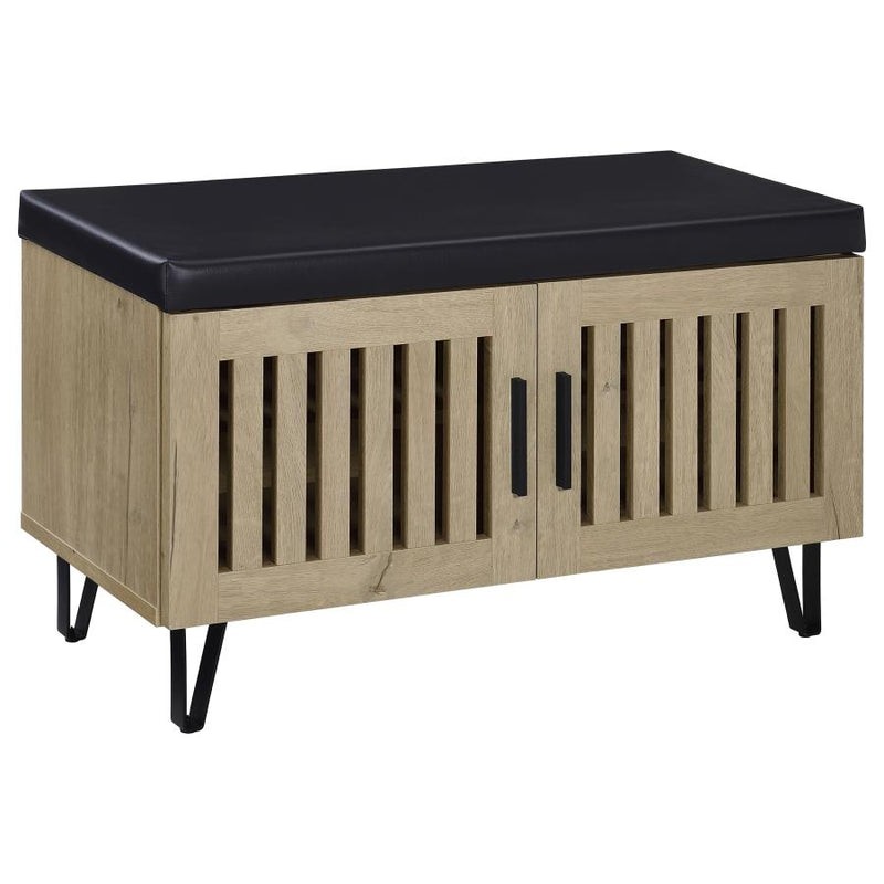 Brixton 2-door Padded Entryway Shoe Storage Bench White Oak-zoom-