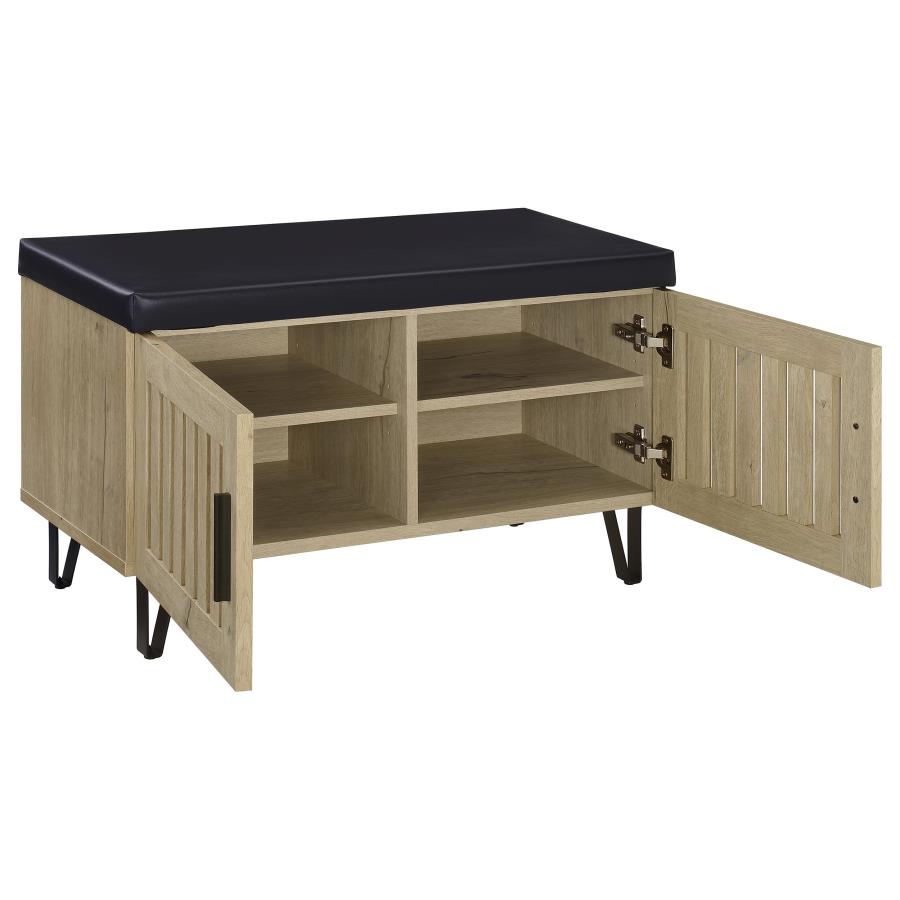 Brixton 2-door Padded Entryway Shoe Storage Bench White Oak-3